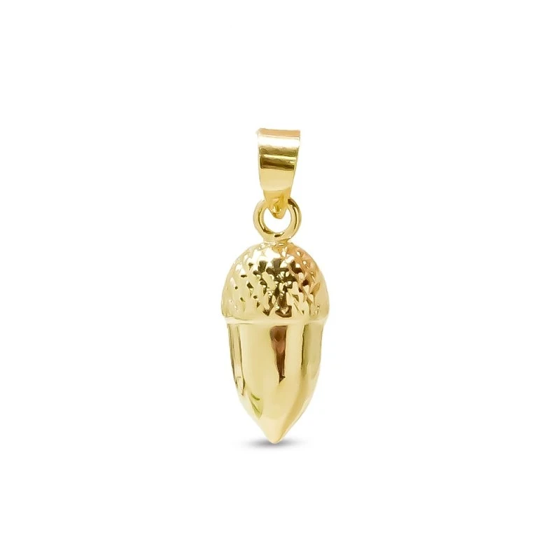 Colgante Bellota Plata Ley 925m chapado oro 15 mm. hueco lisa combina