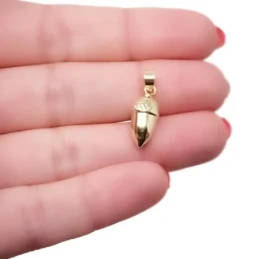 Colgante Bellota Plata Ley 925m chapado oro 15 mm. hueco lisa combina