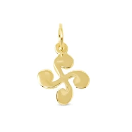 Lauburu Colgante Amuleto Plata Ley 925m chapado oro 15 mm. macizo lis