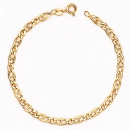 Pulsera Oro 18k mujer 19.5 cm. eslabón ancla combinado barbado ancho