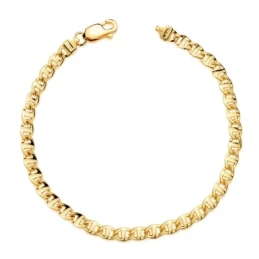 Pulsera Oro 18k mujer 19.5 cm. hueca eslabón ancla ancho 4 mm.
