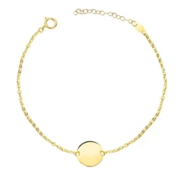 Pulsera Oro 18k mujer 18 cm. detalle disco liso 12 mm.
