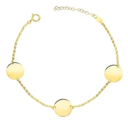 Pulsera Oro 18k mujer 18 cm. detalle 3 diascos lisos 12 mm.