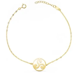 Pulsera Oro 18k mujer 18 cm. trisquel liso centro 14 mm. calado pulse