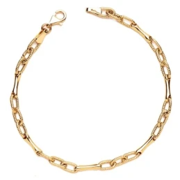 Pulsera Oro 18k mujer 19 cm. hueca ancho eslabón 4 mm. tramo ancho