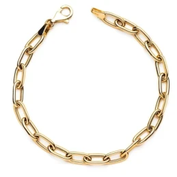 Pulsera Oro 18k mujer 19 cm. hueca forzada alargada ancho eslabón 5 m