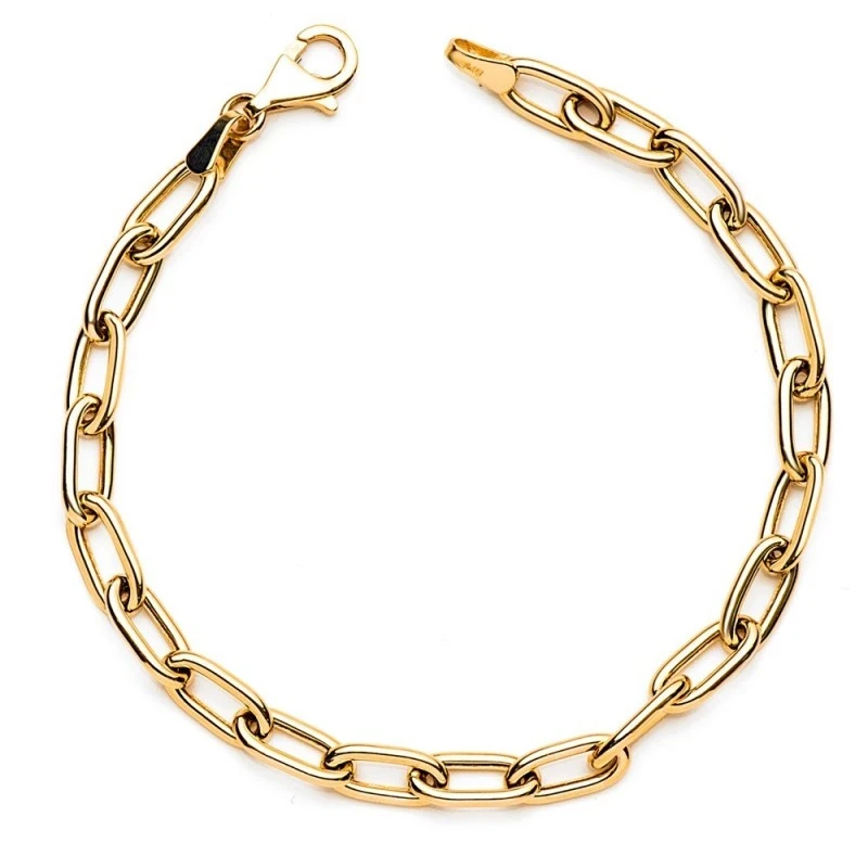 Pulsera Oro 18k mujer 19 cm. hueca forzada alargada ancho eslabón 5 m