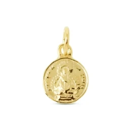 Virgen de la Cabeza Medalla Plata Ley 925m maciza chapada oro 9 mm. l