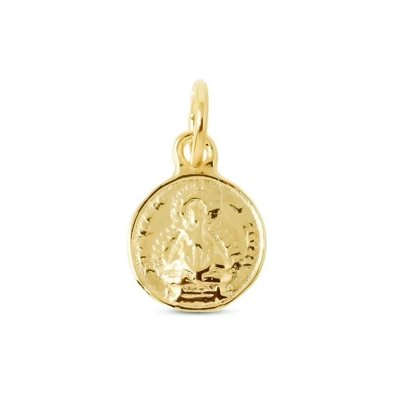 Virgen de la Cabeza Medalla Plata Ley 925m maciza chapada oro 9 mm. l