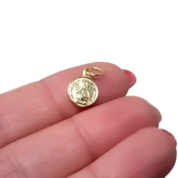 Virgen de la Cabeza Medalla Plata Ley 925m maciza chapada oro 9 mm. l