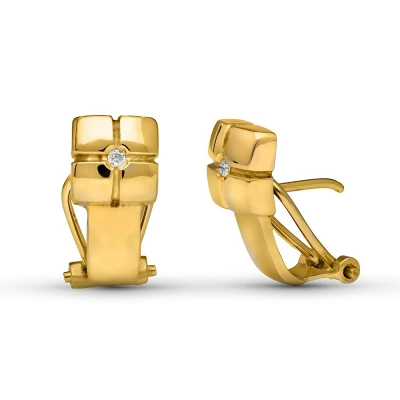 Pendientes Oro 18k mujer 16 mm. brillante centro detalle lineas