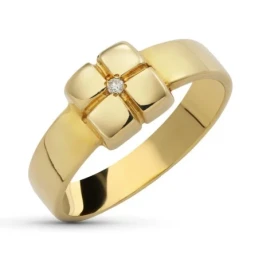 Sortija Oro 18k mujer brillante centro 0.03ct. ancho máximo cabeza 7
