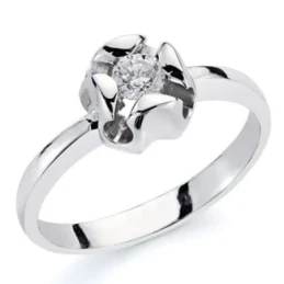 Sortija Solitario Oro Blanco 18k mujer diamante talla brillante 0.10c