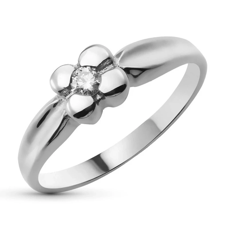 Sortija Solitario Oro Blanco 18k mujer diamante brillante 0.10ct. anc