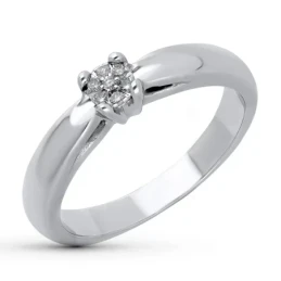 Sortija Oro Blanco 18k mujer 1 diamante 0.05ct. centro ancho máximo c