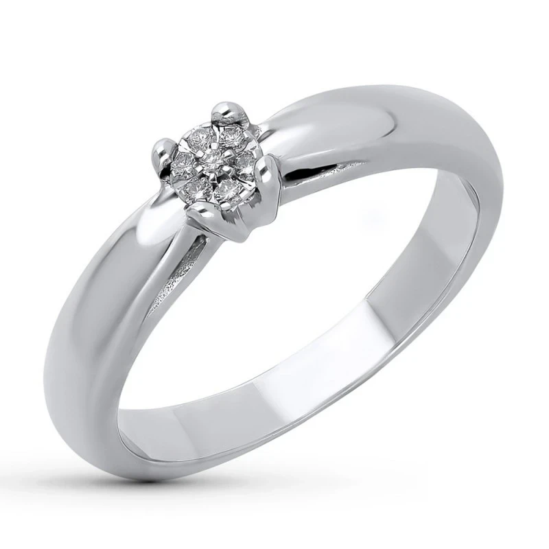Sortija Oro Blanco 18k mujer 1 diamante 0.05ct. centro ancho máximo c