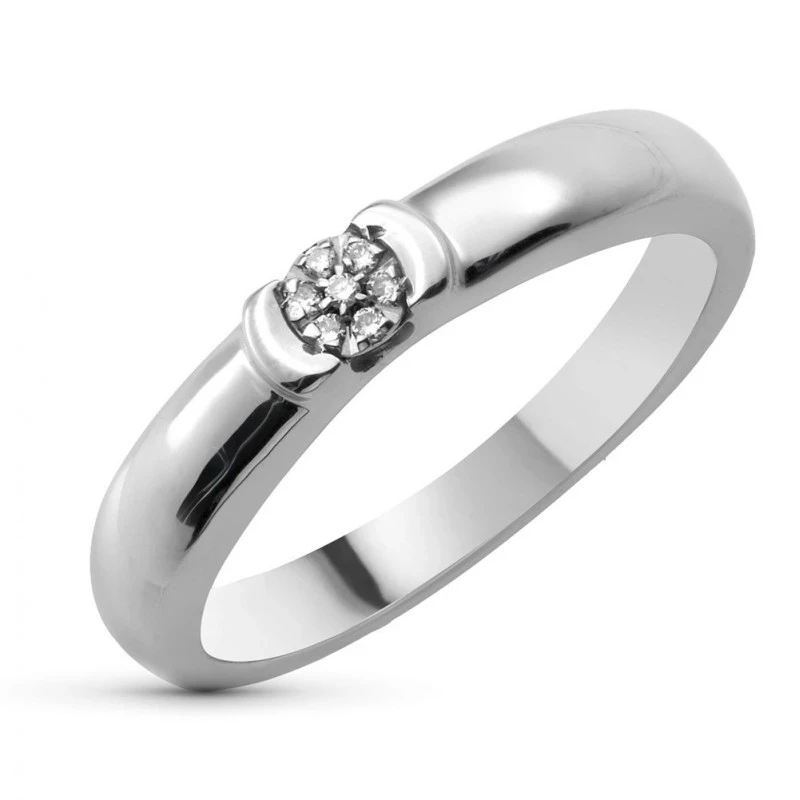 Sortija Oro Blanco 18k mujer 1 diamante 0.05ct. centro ancho máximo c