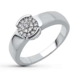 Sortija Oro Blanco 18k mujer cuajo 19 diamantes ancho 8.5 mm.
