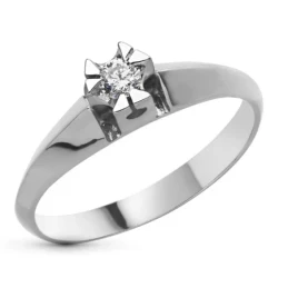 Sortija Oro Blanco 18k mujer diamante centro 0.10ct. ancho máximo 5 m
