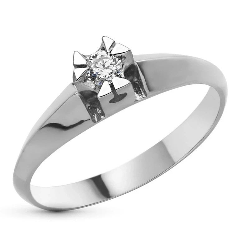 Sortija Oro Blanco 18k mujer diamante centro 0.10ct. ancho máximo 5 m