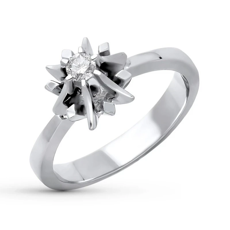 Sortija Oro Blanco 18k mujer diamante talla brillante 0.10ct. ancho m