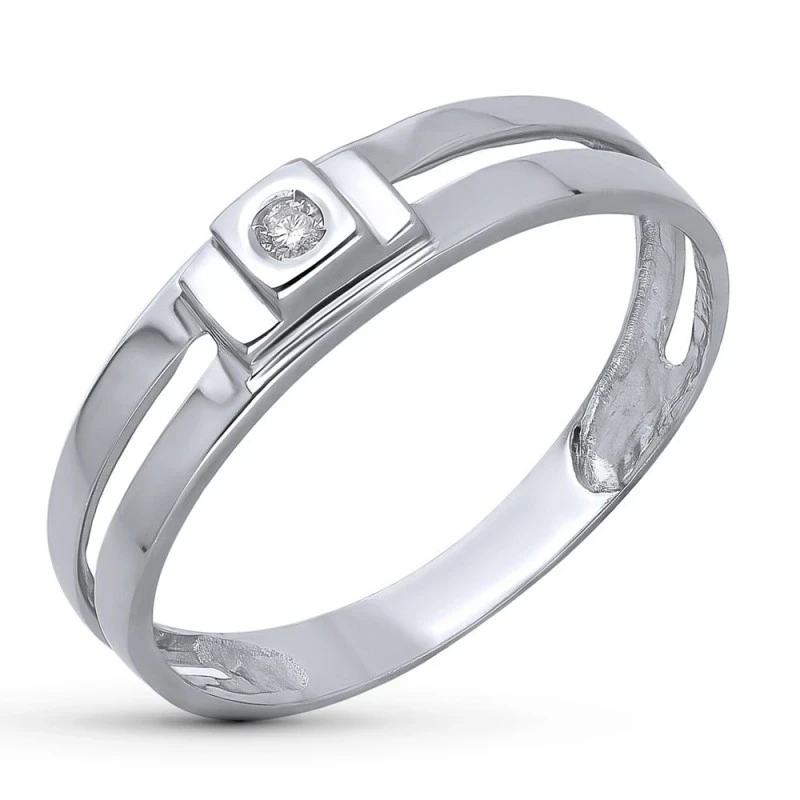 Sortija Oro Blanco 18k mujer diamante 0.4ct. brillante centro ancho m