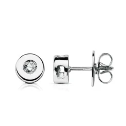 Pendientes Oro Blanco 9k mujer chatón diamante centro