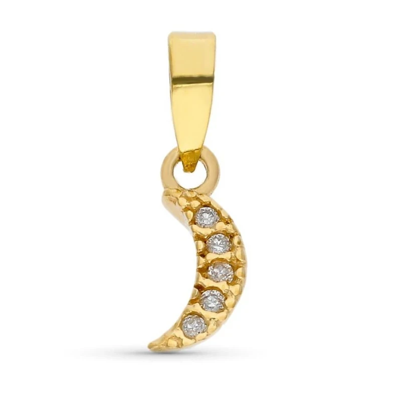 Colgante Oro 9k luna combinada 5 diamantes 0.005ct.