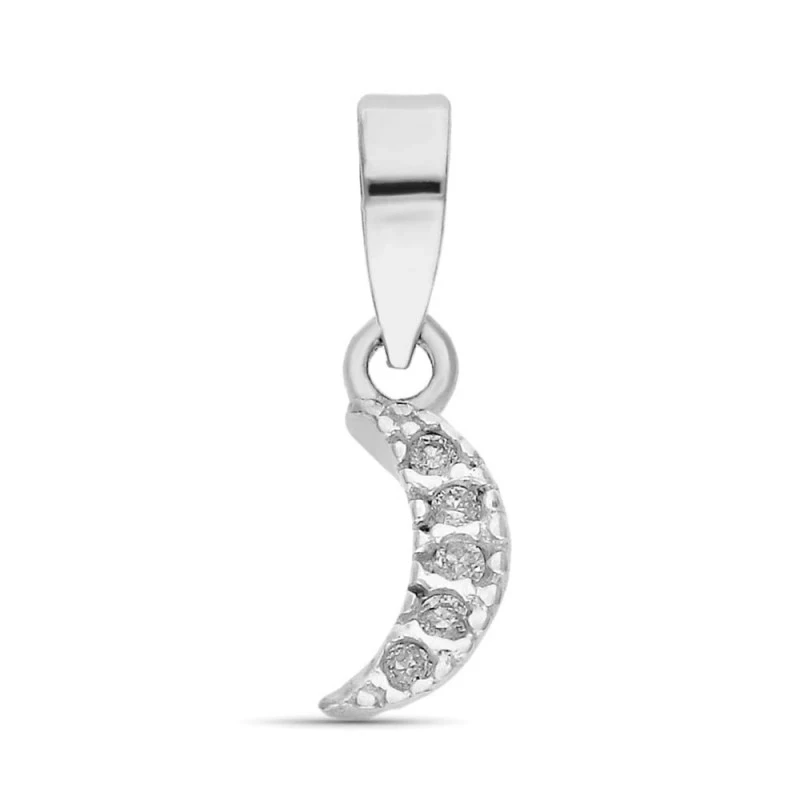Colgante Oro Blanco 9k luna combinada 5 diamantes 0.005ct.
