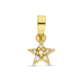 Colgante Oro 9k estrella 6 mm. combianada 6 diamantes 0.005ct.
