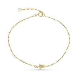 Pulsera Oro 9k 16 cm. estrella centro combinada 6 diamantes 0.005ct.