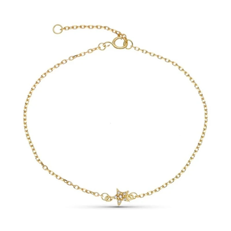 Pulsera Oro 9k 16 cm. estrella centro combinada 6 diamantes 0.005ct.