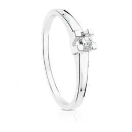 Sortija Solitario Oro Blanco 18k mujer diamante brillante 0.2ct. cent