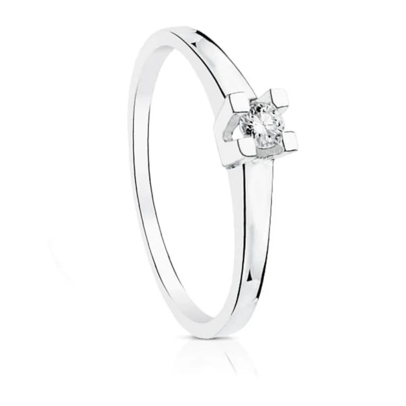 Sortija Solitario Oro Blanco 18k mujer diamante brillante 0.2ct. cent