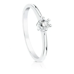 Sortija Solitario Oro Blanco 18k mujer diamante 0.10ct. talla brillan