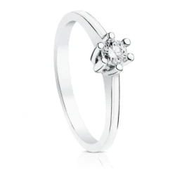Sortija Solitario Oro Blanco 18k mujer diamante 0.2ct. brillante cabe