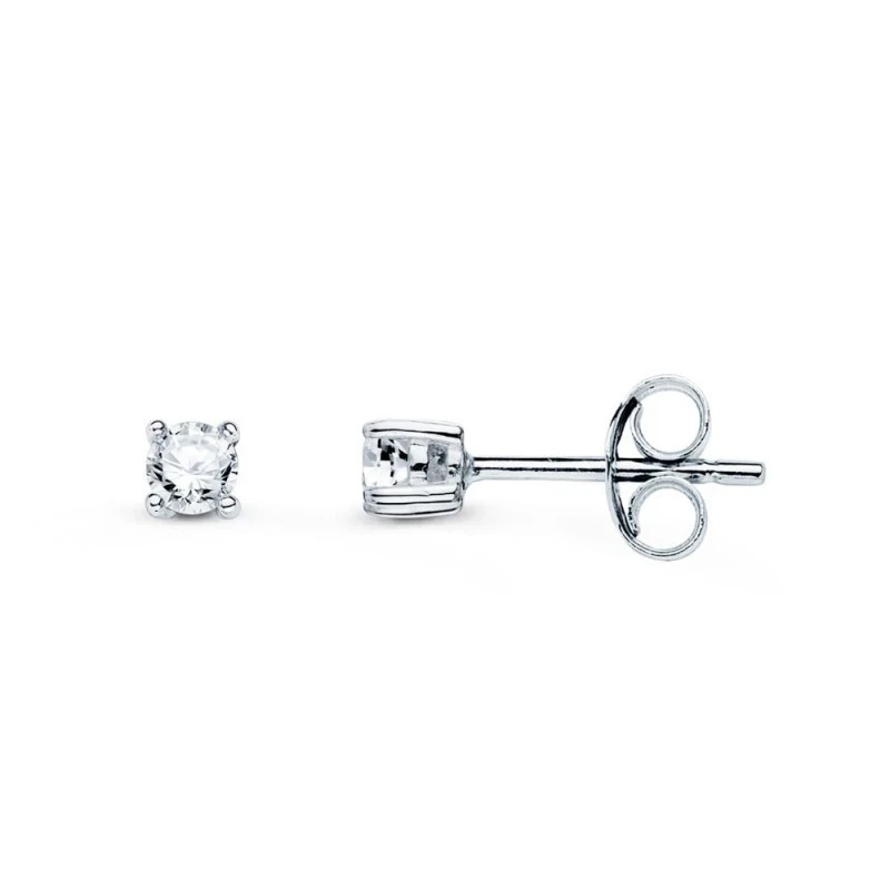 Pendientes Oro Blanco 18k mujer diamante 0.10ct.