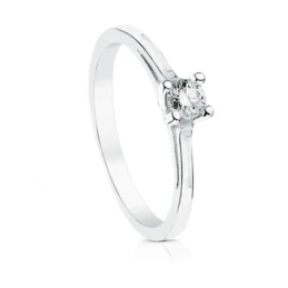 Sortija Solitario Oro Blanco 18k mujer diamante 0.2ct. talla brillant