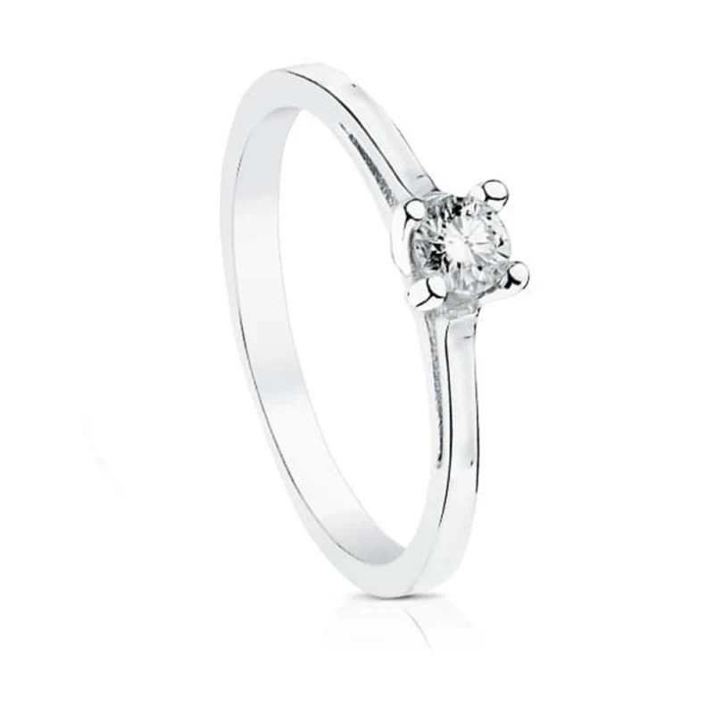 Sortija Solitario Oro Blanco 18k mujer diamante 0.2ct. talla brillant