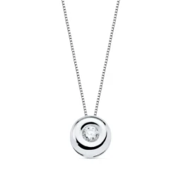 Gargantilla Oro Blanco 18k mujer 42 cm.colgante chatón diamante centr