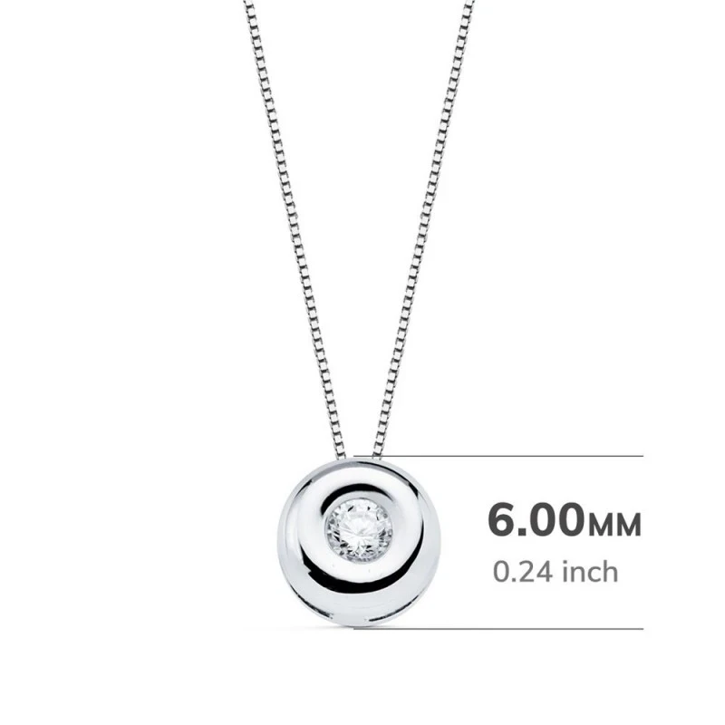 Gargantilla Oro Blanco 18k mujer 42 cm.colgante chatón diamante centr