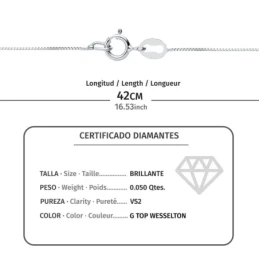 Gargantilla Oro Blanco 18k mujer 42 cm.colgante chatón diamante centr