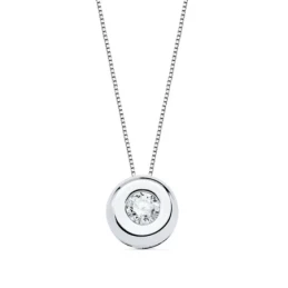 Gargantilla Oro Blanco 18k mujer 42 cm.colgante chatón 6.5 mm. diaman