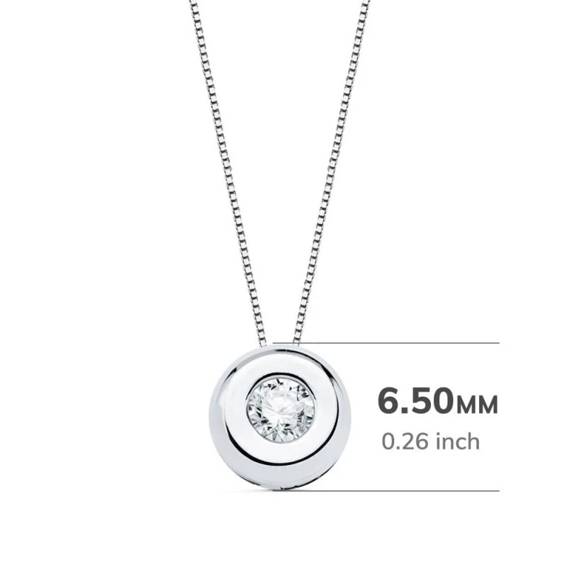 Gargantilla Oro Blanco 18k mujer 42 cm.colgante chatón 6.5 mm. diaman