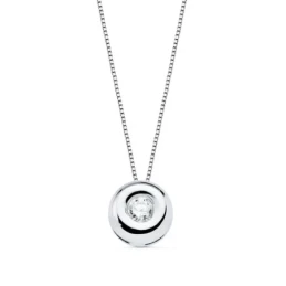 Gargantilla Oro Blanco 18k mujer 42 cm.colgante chatón diamante centr