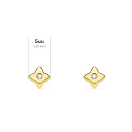 Pendientes Oro 18k niña 5 mm. forma estrella diamante centro 0.015ct.