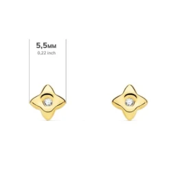 Pendientes Oro 18k niña 5.5 mm. forma estrella diamante centro 0.020c