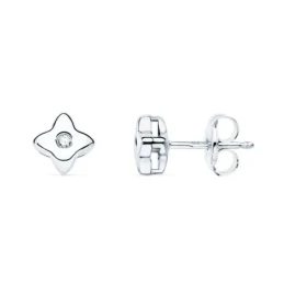 Pendientes Oro Blanco 18k niña 5 mm. forma estrella diamante centro 0