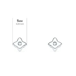 Pendientes Oro Blanco 18k niña 5 mm. forma estrella diamante centro 0