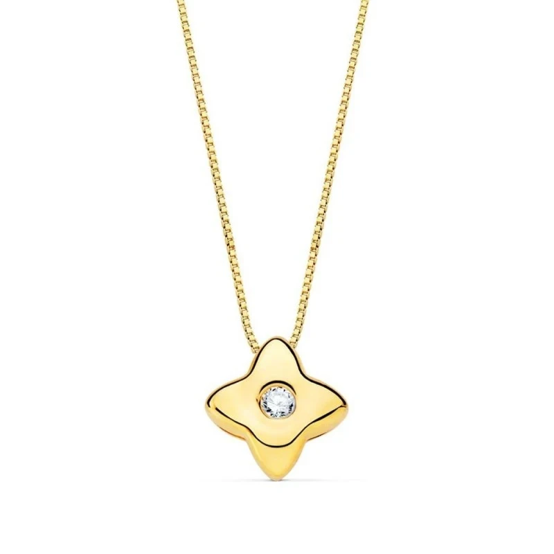 Gargantilla Oro 18k mujer 42 cm.colgante estrella 5 mm. diamante cent
